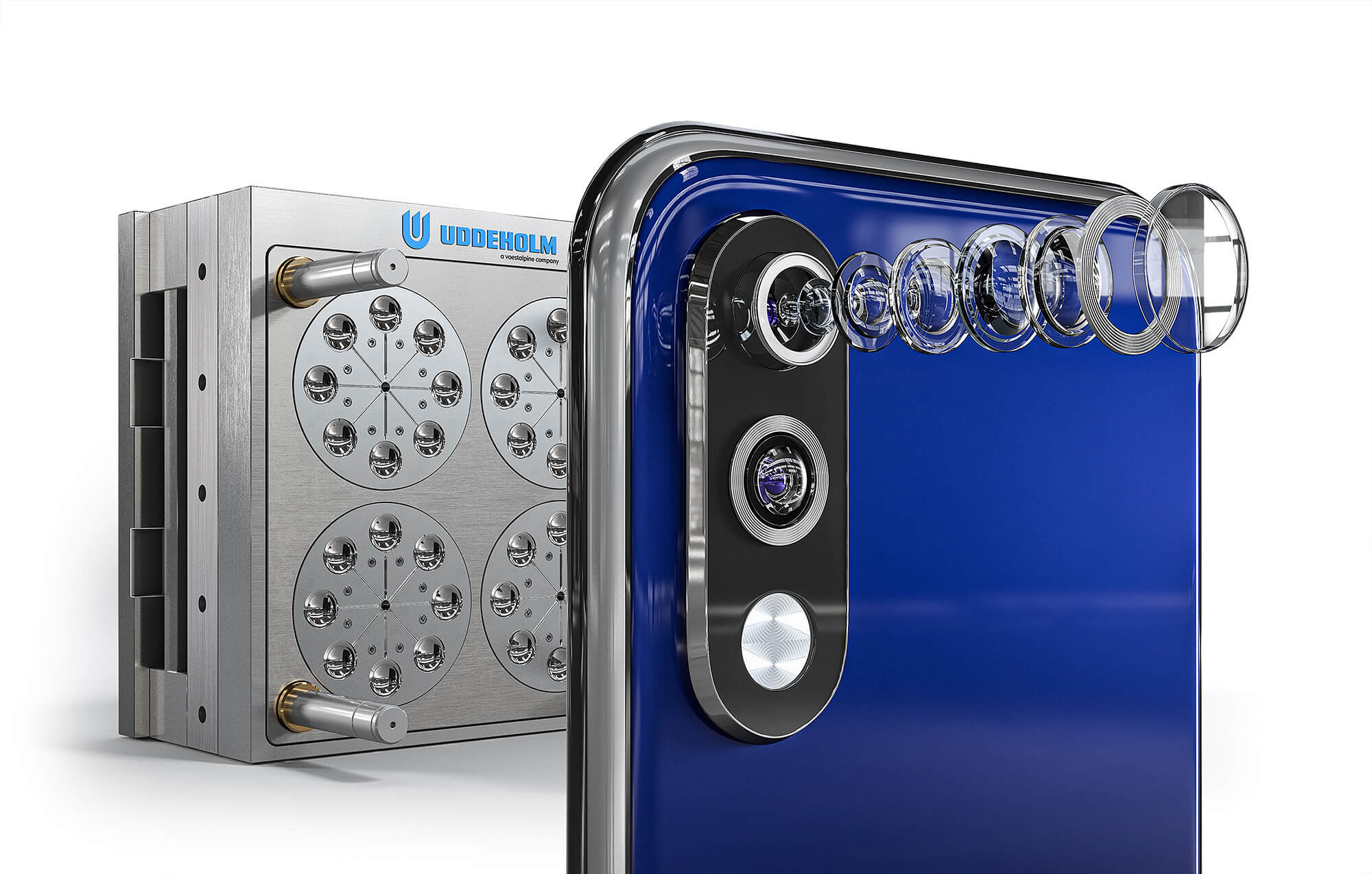 Uddeholm steel tool for smartphone camera lenses