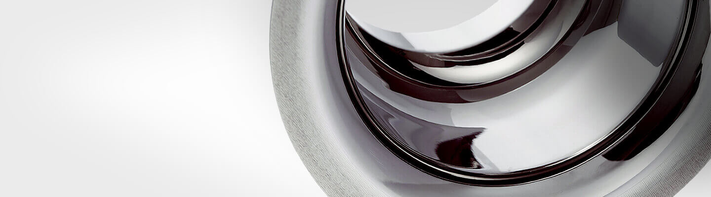 close-up of a polished, round steel component