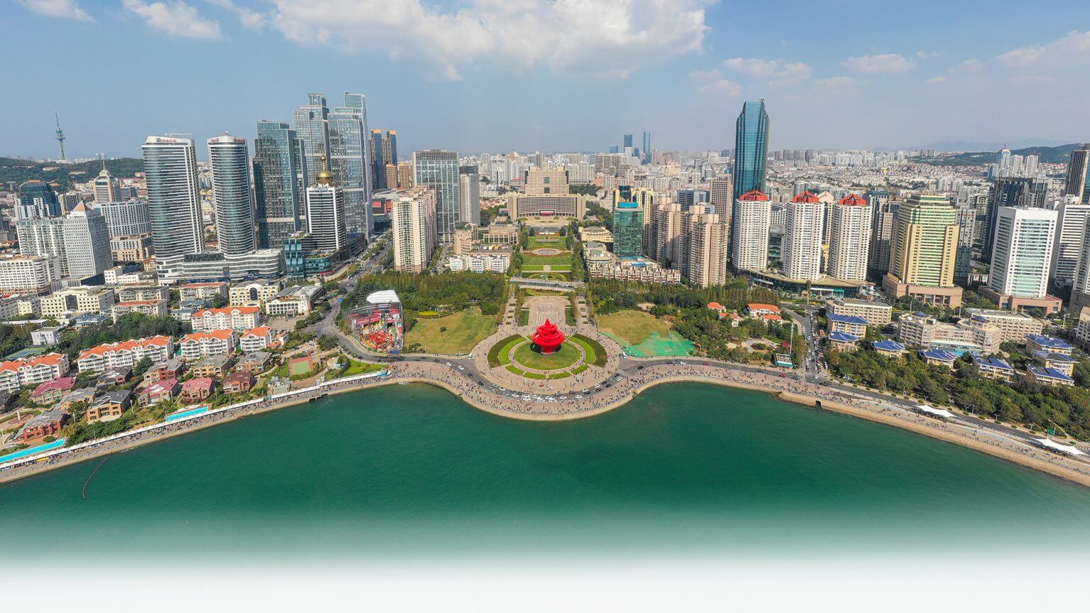Aerial view of Qingdao cityscape